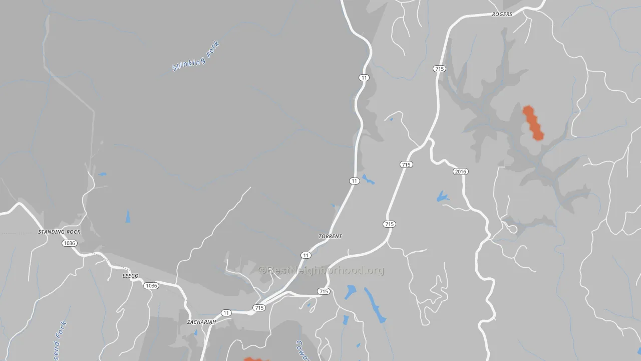 Bike Grade map of Torrent, KY