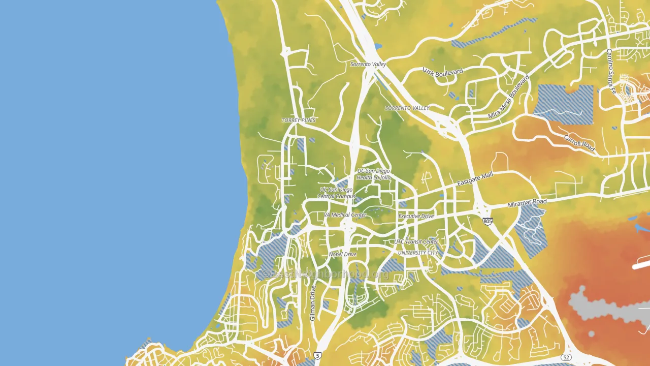 Bike Grade map of Torrey Pines, San Diego, CA
