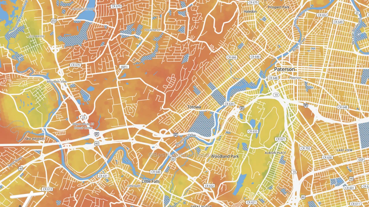 Bike Grade map of Totowa, NJ