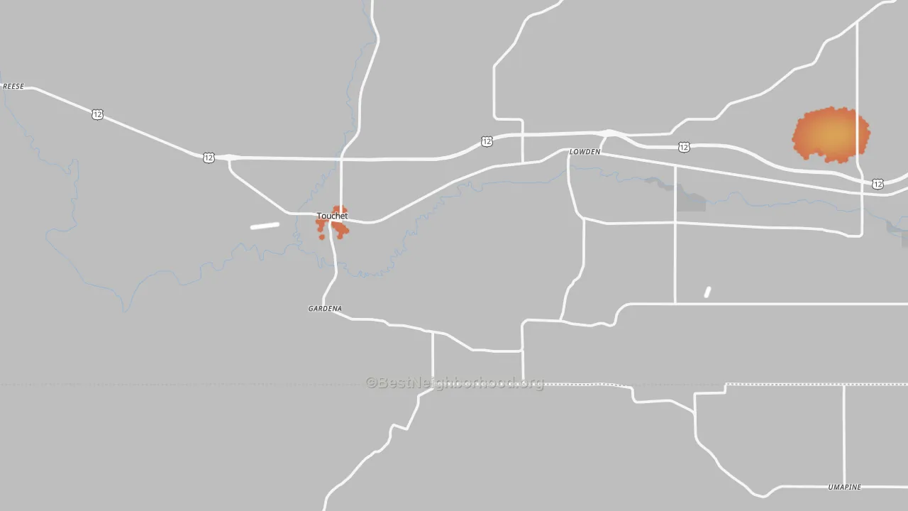 Bike Grade map of Touchet, WA