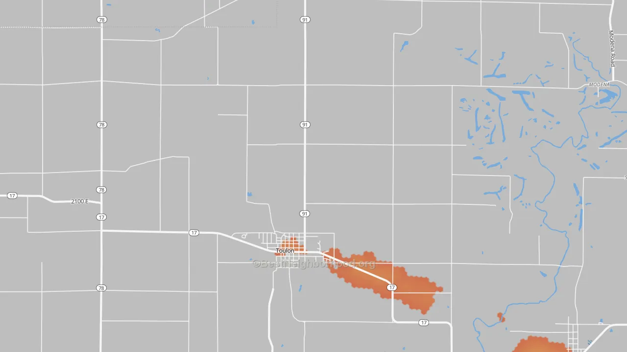 Bike Grade map of Toulon, IL
