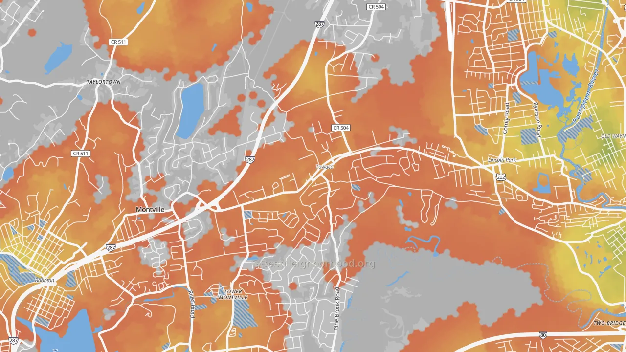 Bike Grade map of Towaco, NJ