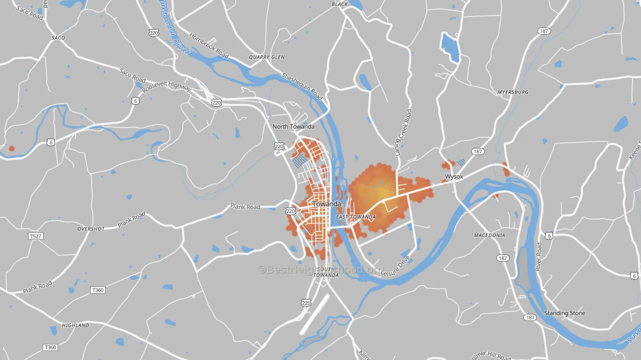 Bike Grade map of Towanda, PA