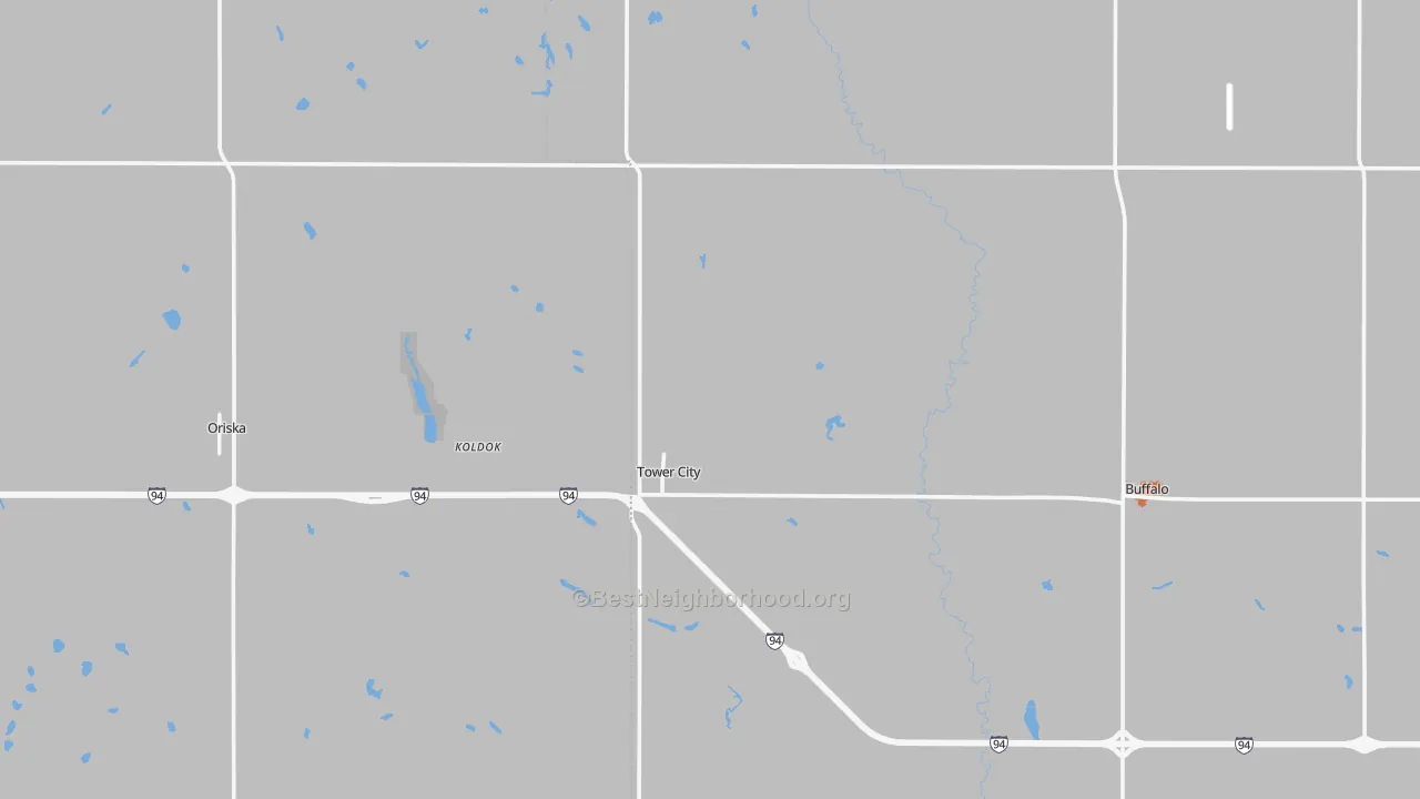 Bike Grade map of Tower City, ND
