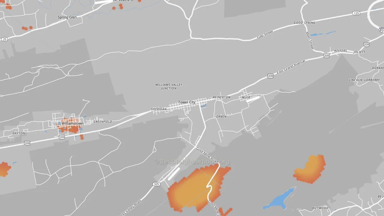 Bike Grade map of Tower City, PA