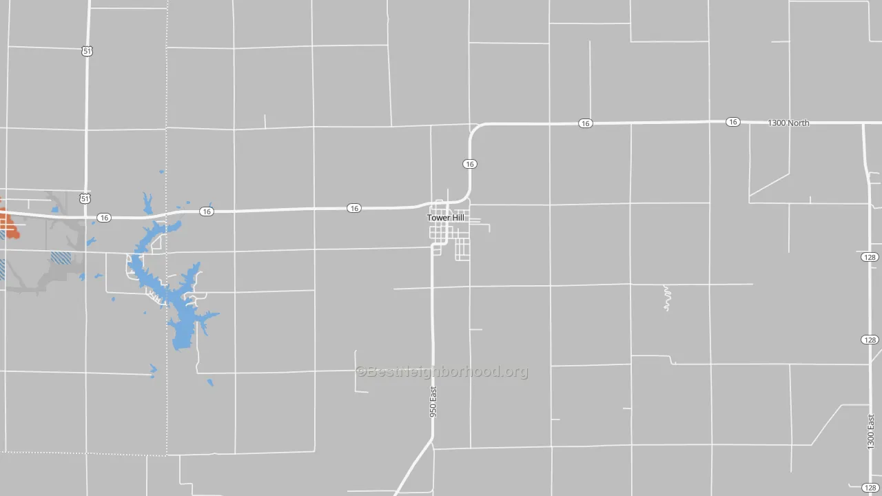 Bike Grade map of Tower Hill, IL