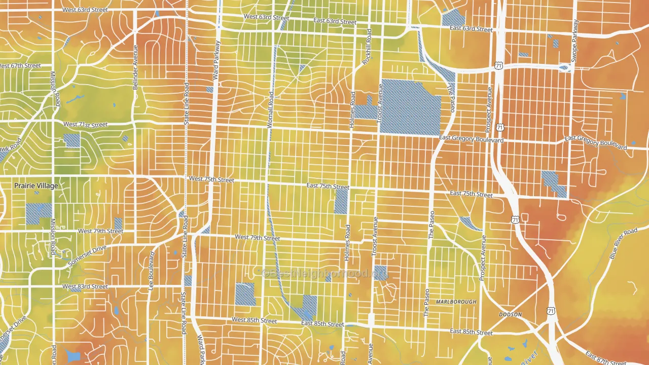 Bike Grade map of Tower Homes, Kansas City, MO