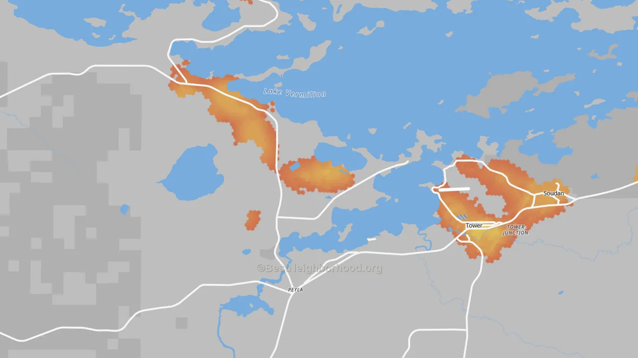 Bike Grade map of Tower, MN