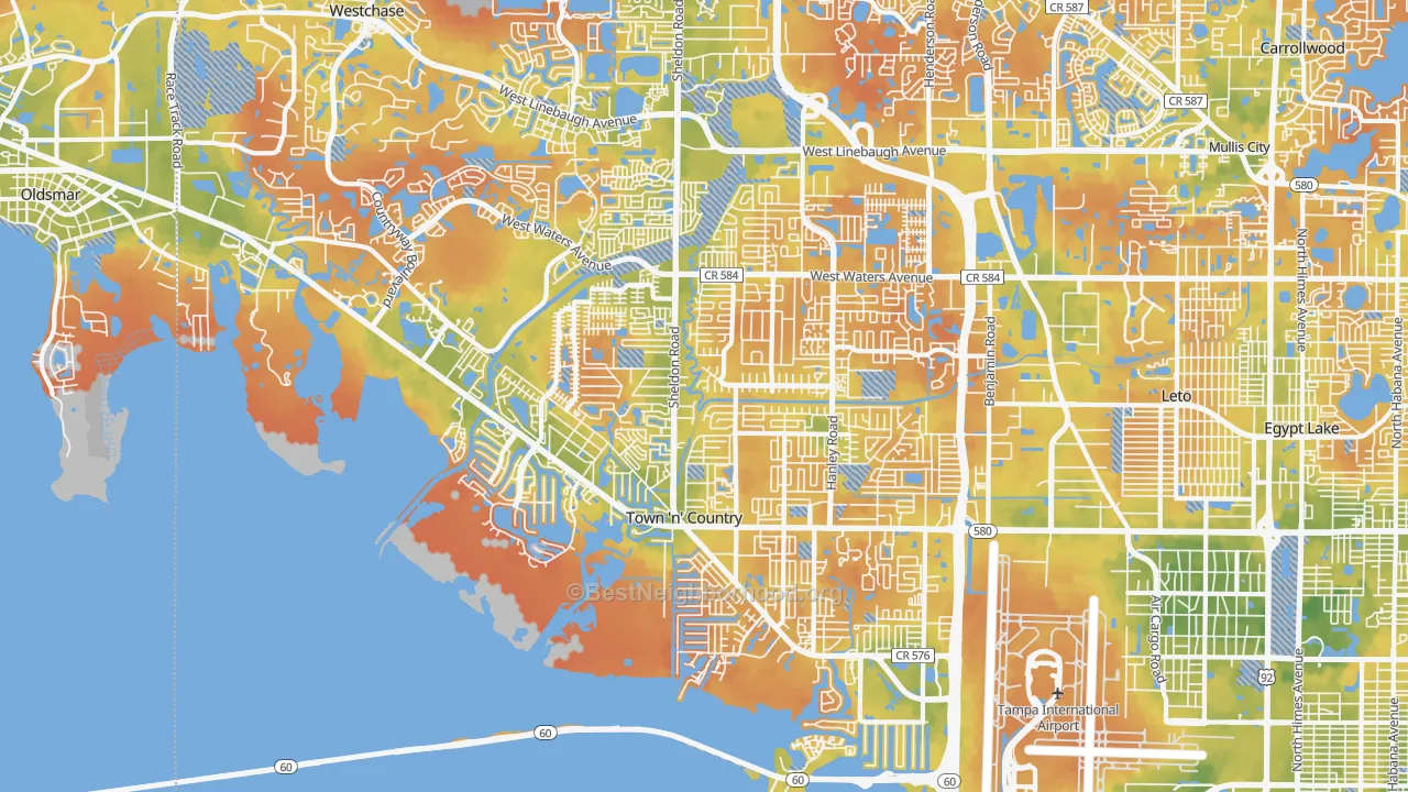 Bike Grade map of Town 'n' Country, FL