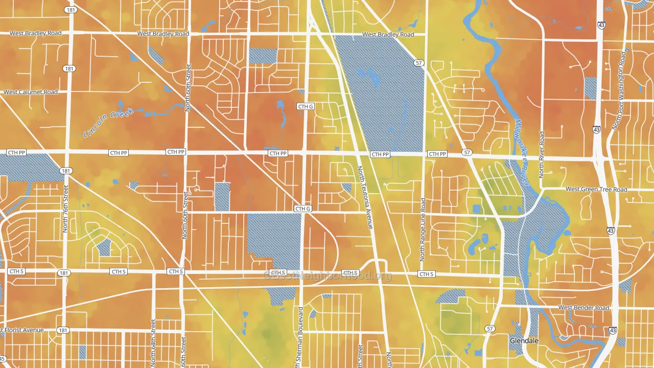 Bike Grade map of Town and Country Manor, Milwaukee, WI