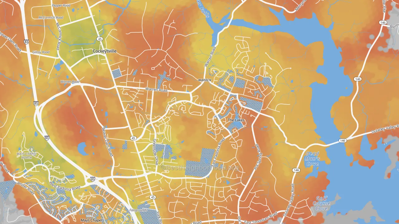 Bike Grade map of Town and Country North, Cockeysville, MD