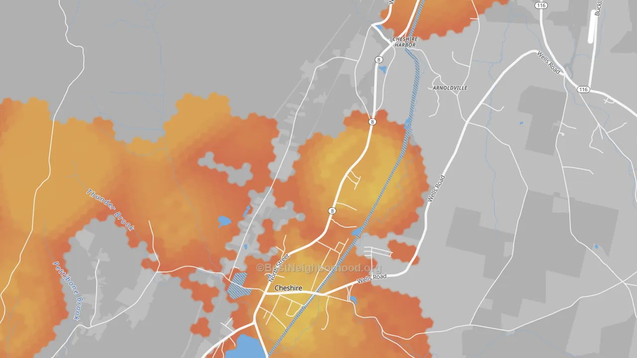 Bike Grade map of Town Crest Village, MA