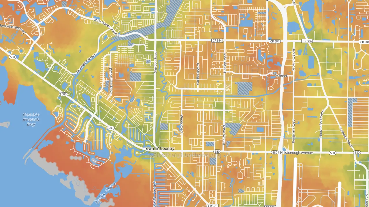 Bike Grade map of Town 'N Country Park, Town 'n' Country, FL