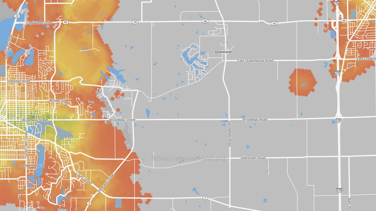 Bike Grade map of Towne Oaks, IL