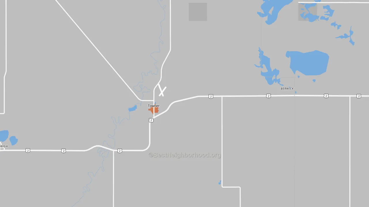 Bike Grade map of Towner, ND