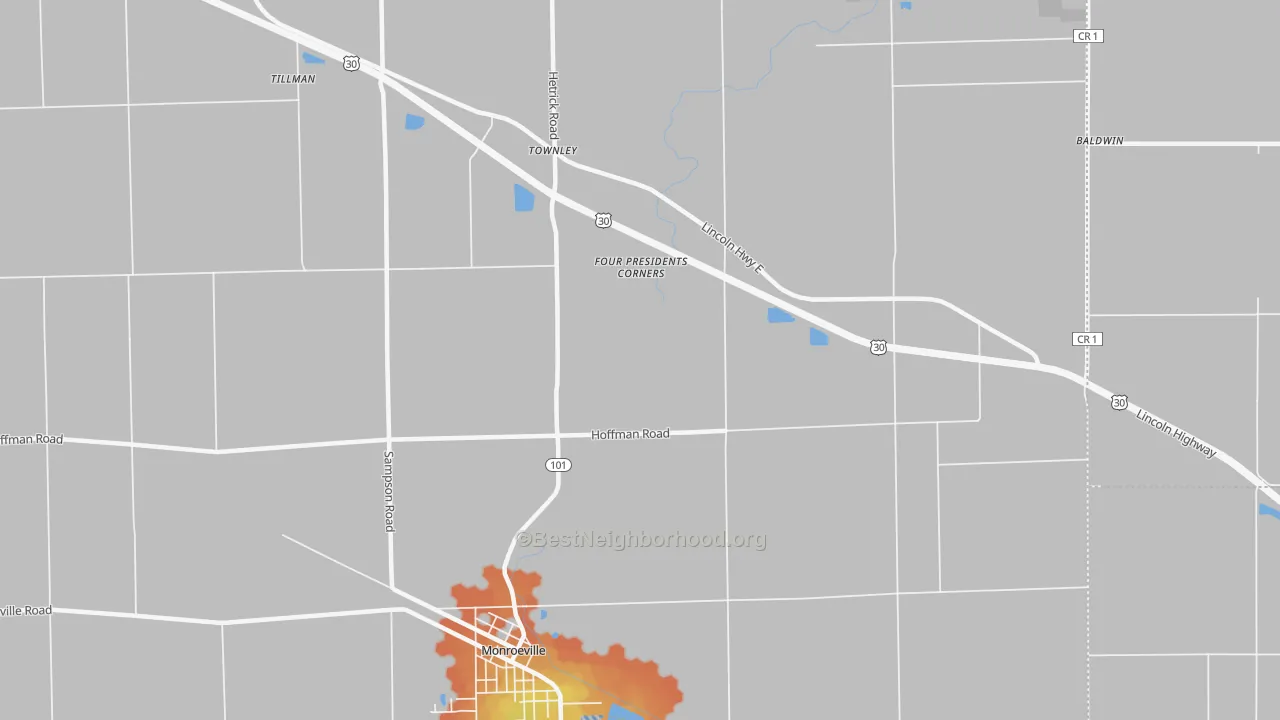 Bike Grade map of Townley, IN
