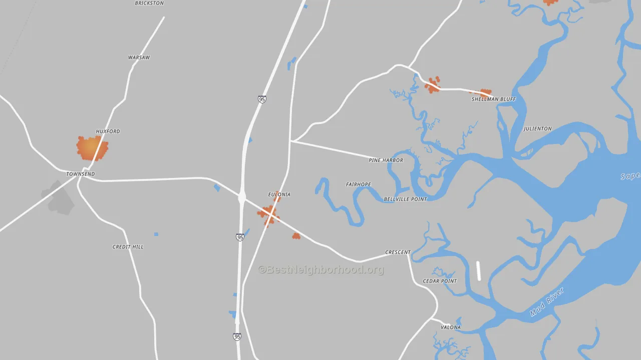 Bike Grade map of Townsend, GA