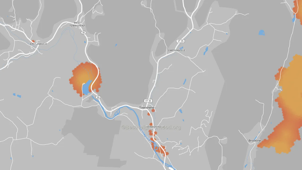 Bike Grade map of Townshend, VT
