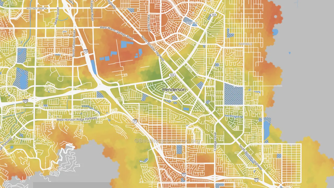 Bike Grade map of Townsite, Henderson, NV