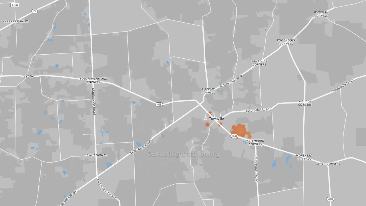 Bike Grade map of Townville, PA