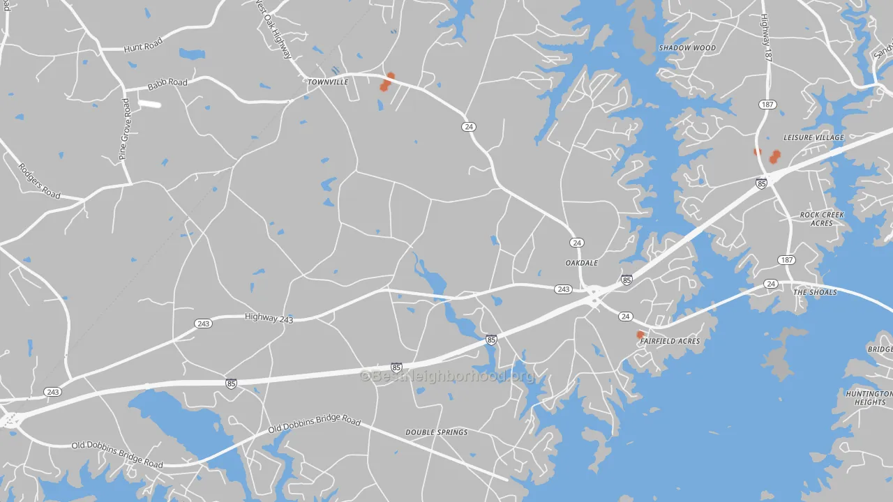 Bike Grade map of Townville, SC