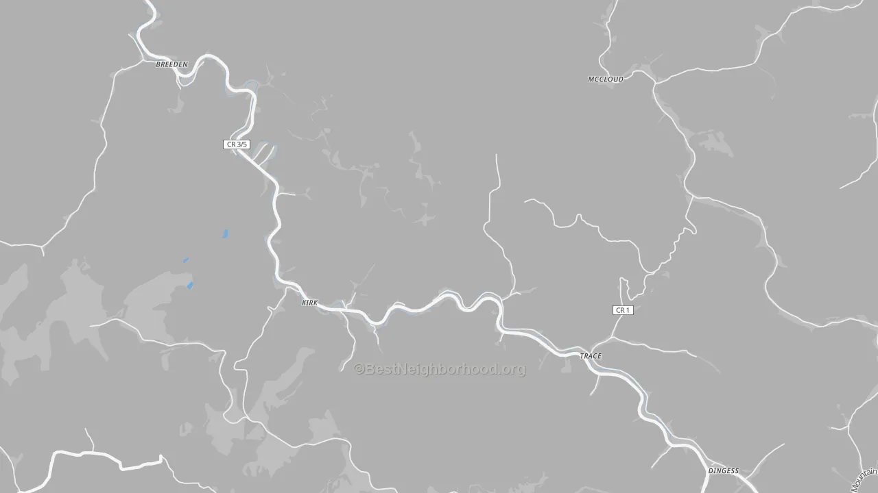 Bike Grade map of Trace, WV