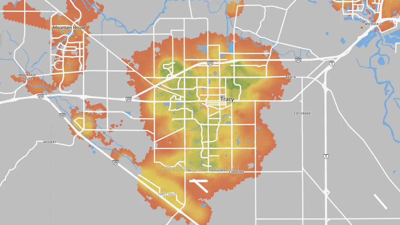 Bike Grade map of Tracy, CA