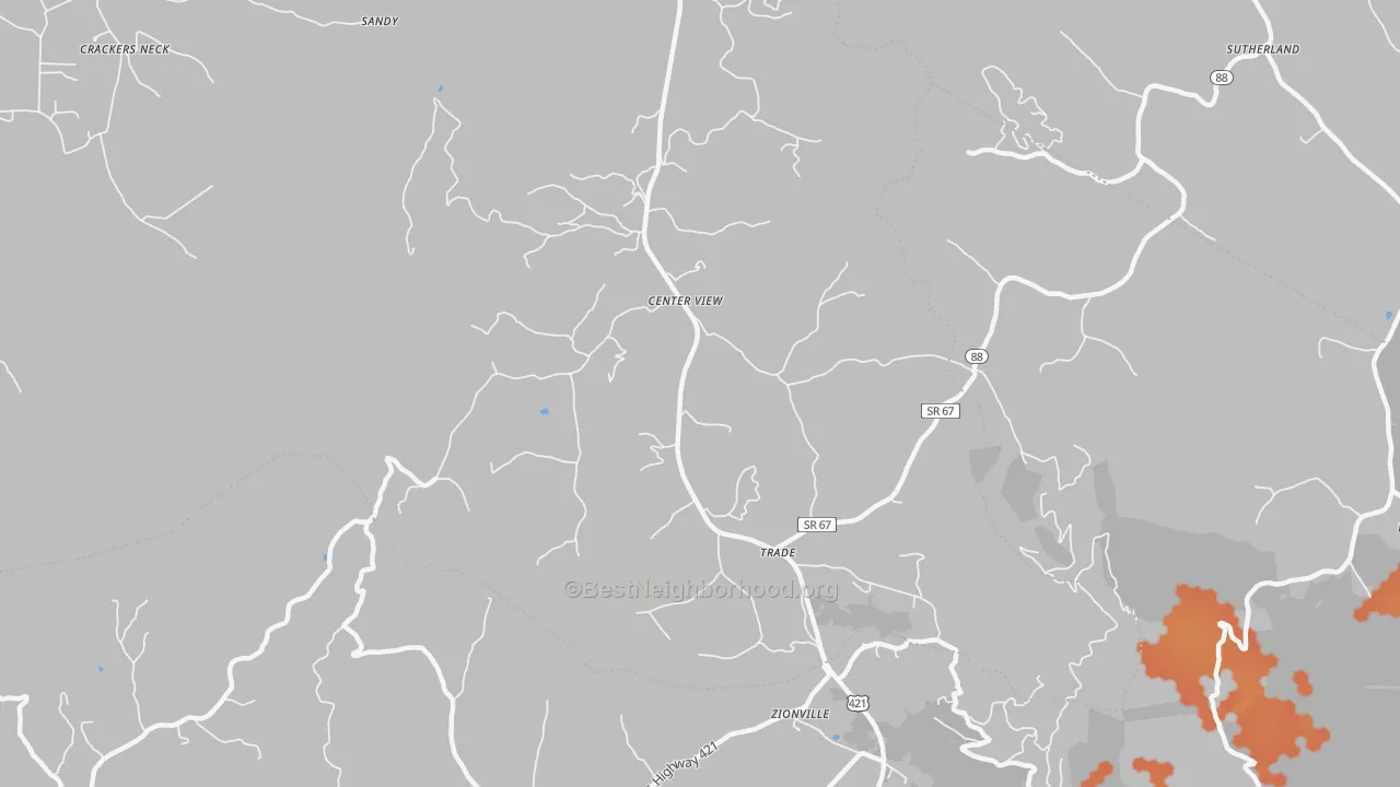 Bike Grade map of Trade, TN