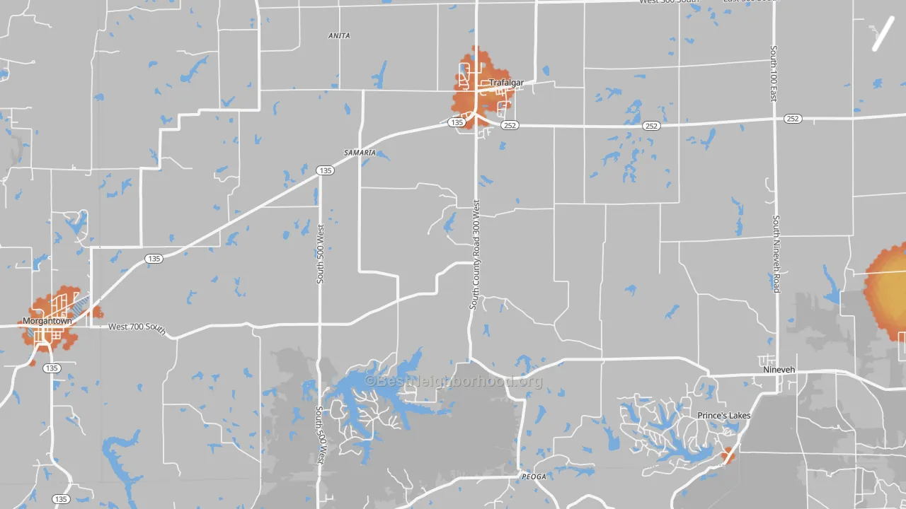 Bike Grade map of Trafalgar, IN