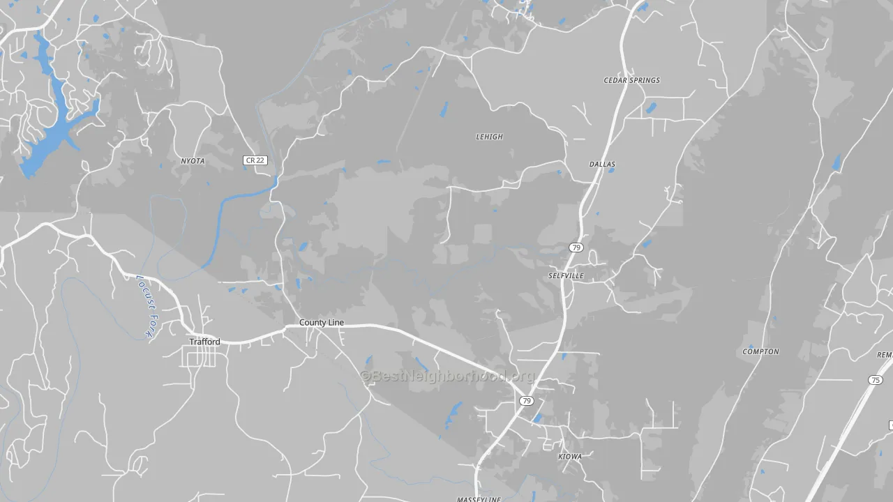 Bike Grade map of Trafford, AL