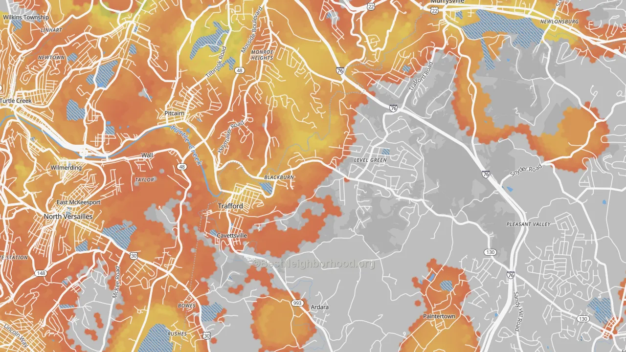 Bike Grade map of Trafford, PA