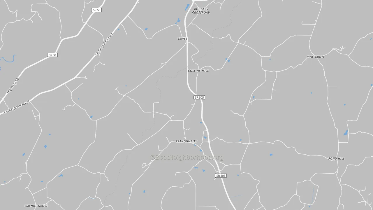 Bike Grade map of Tranquillity, TN