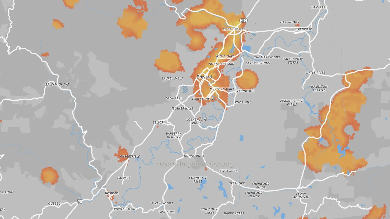 Bike Grade map of Transylvania County, NC
