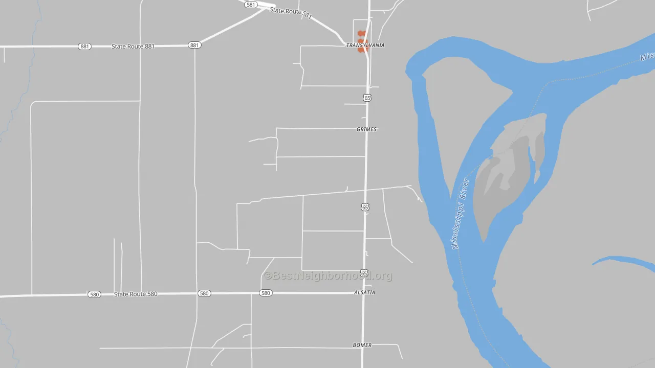 Bike Grade map of Transylvania, LA