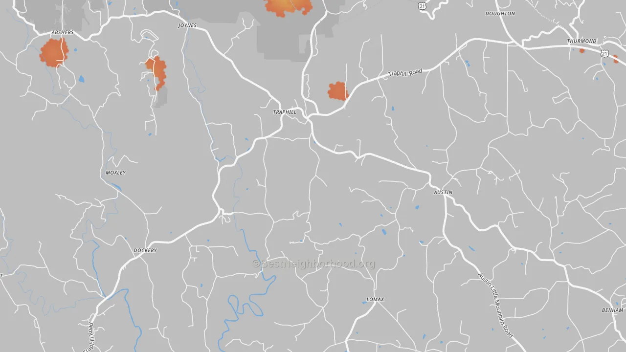Bike Grade map of Traphill, NC