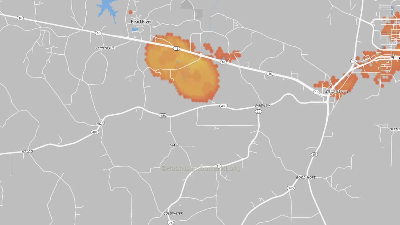 Bike Grade map of Trapp, MS