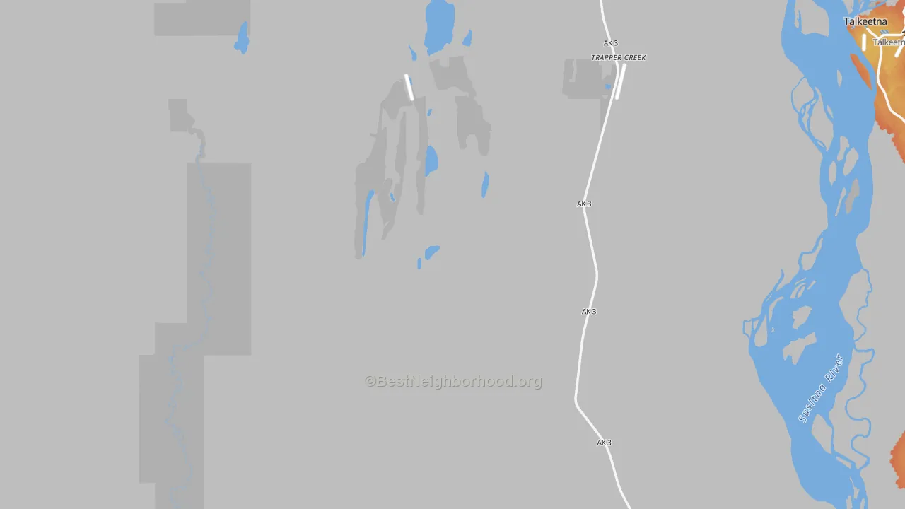 Bike Grade map of Trapper Creek, AK