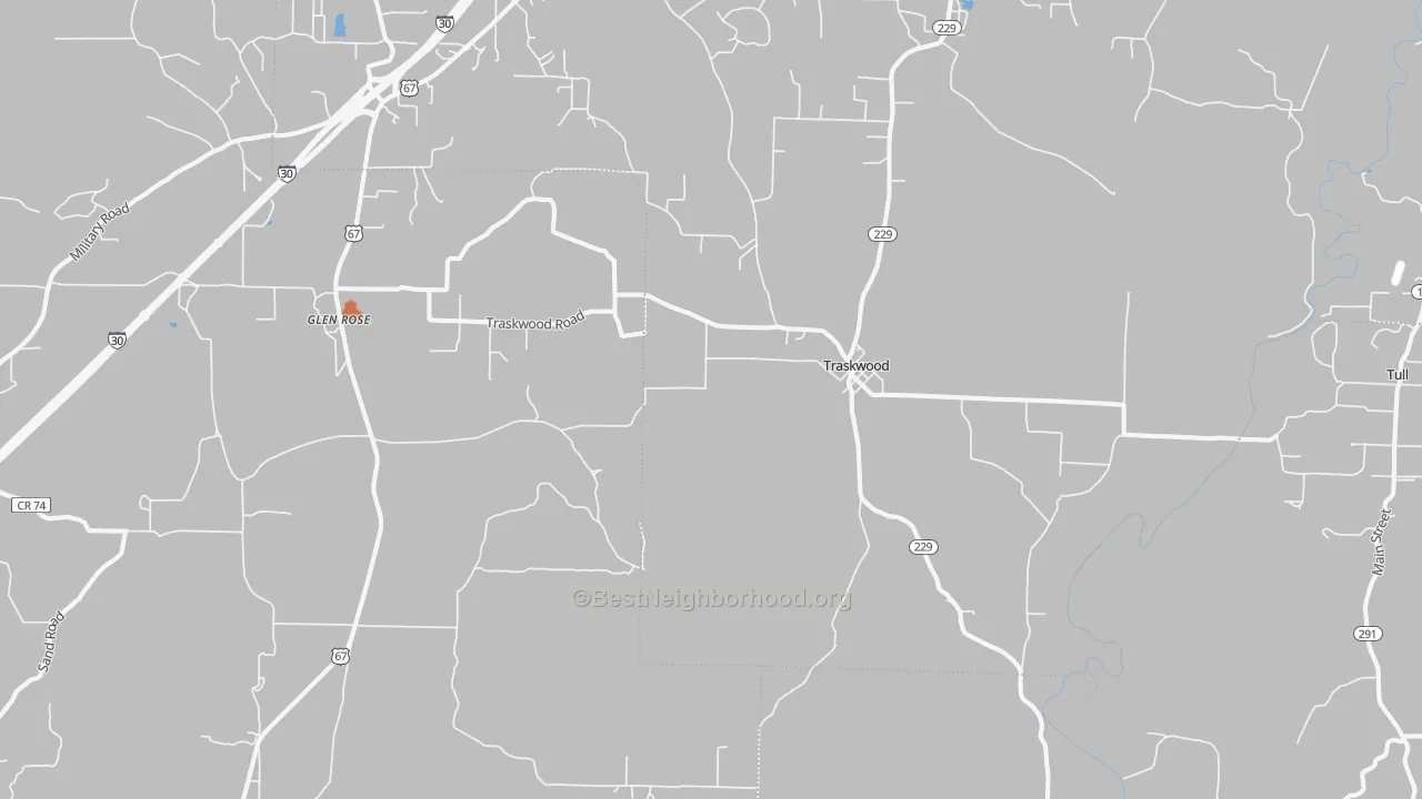 Bike Grade map of Traskwood, AR