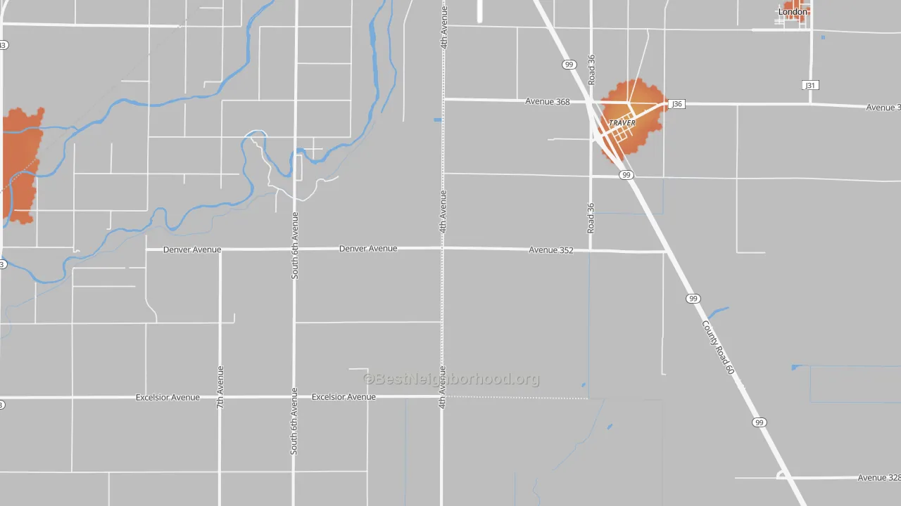 Bike Grade map of Traver, CA