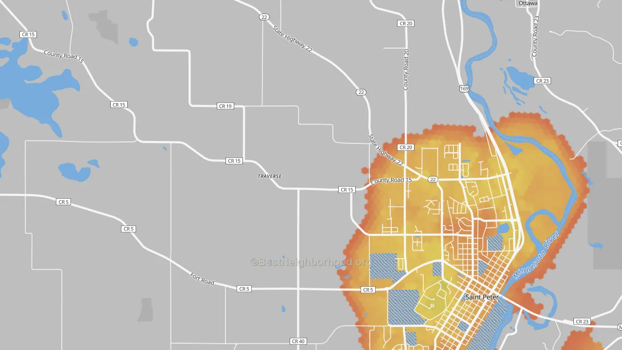 Bike Grade map of Traverse, MN