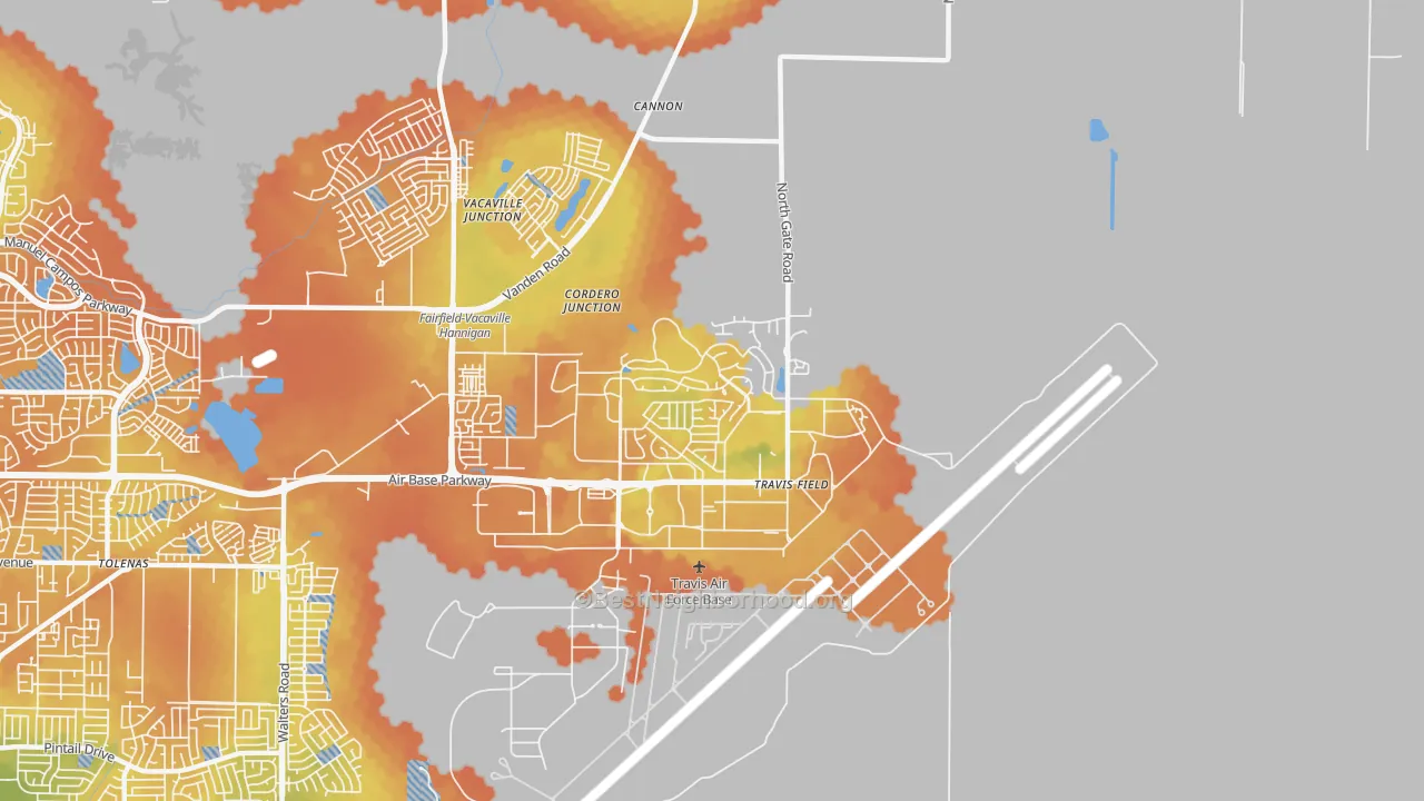 Bike Grade map of Travis Afb, CA