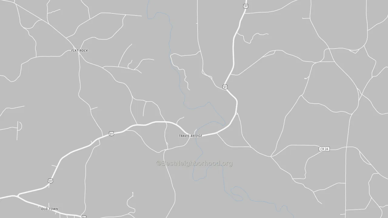 Bike Grade map of Travis Bridge, AL