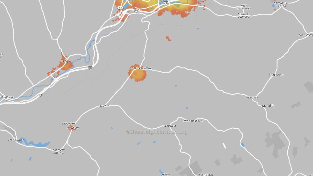 Bike Grade map of Treadwell, NY