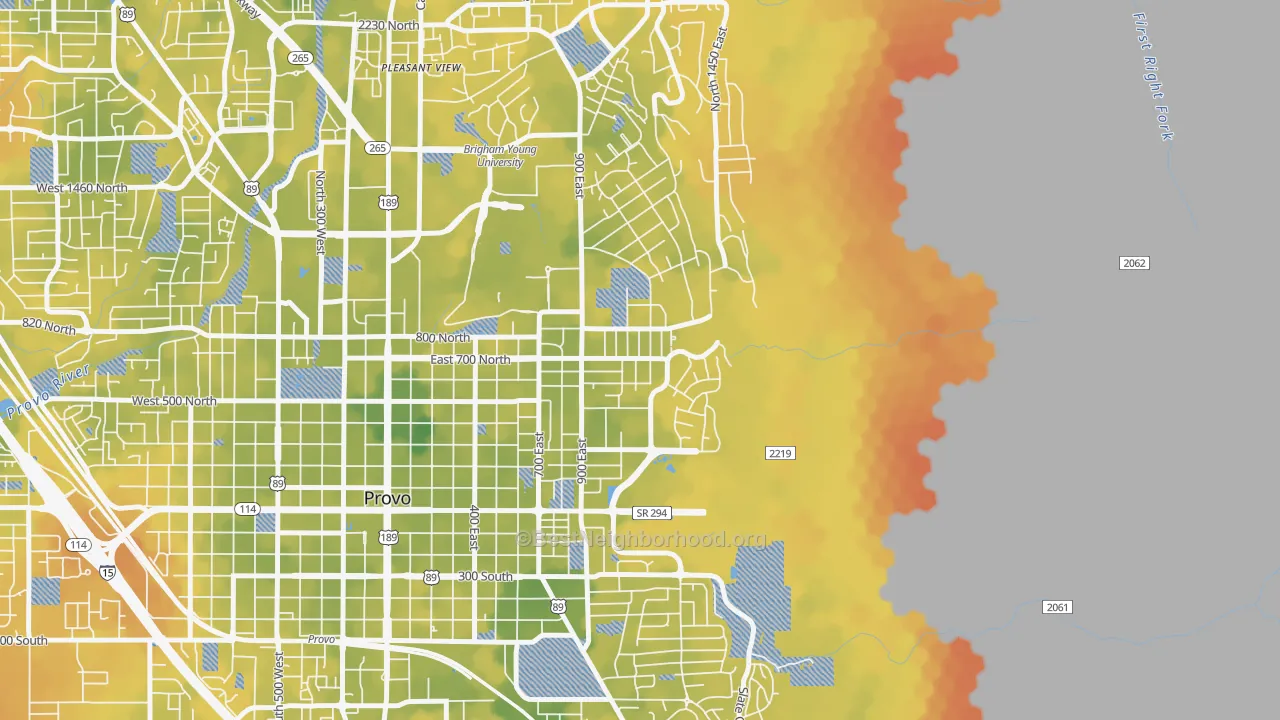 Bike Grade map of Tree Streets, Provo, UT