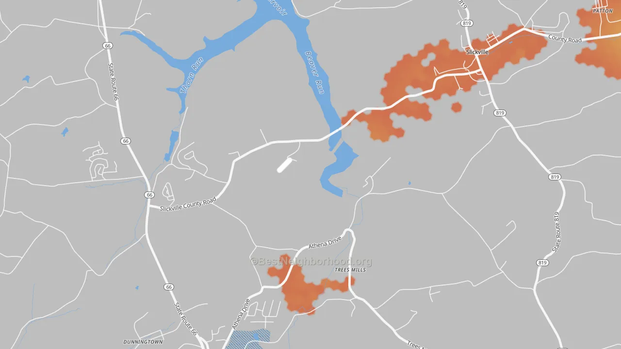 Bike Grade map of Trees Mills, PA