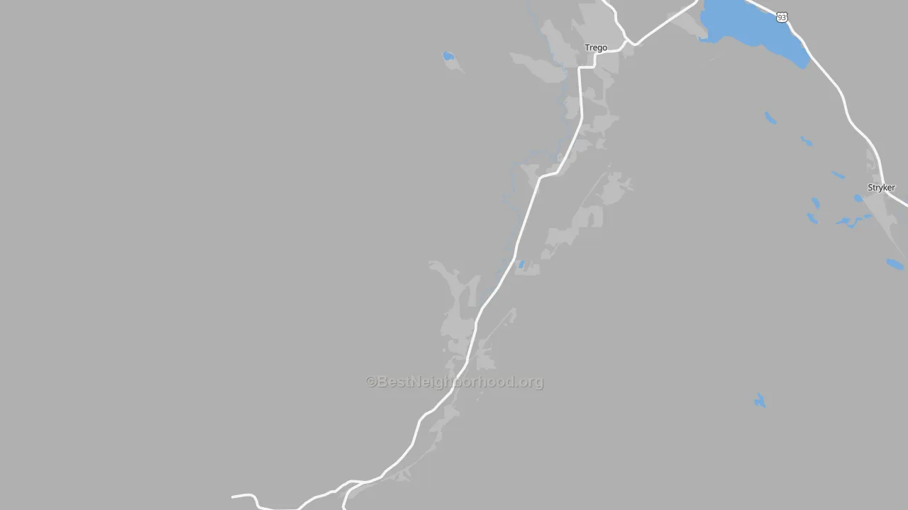 Bike Grade map of Trego, MT