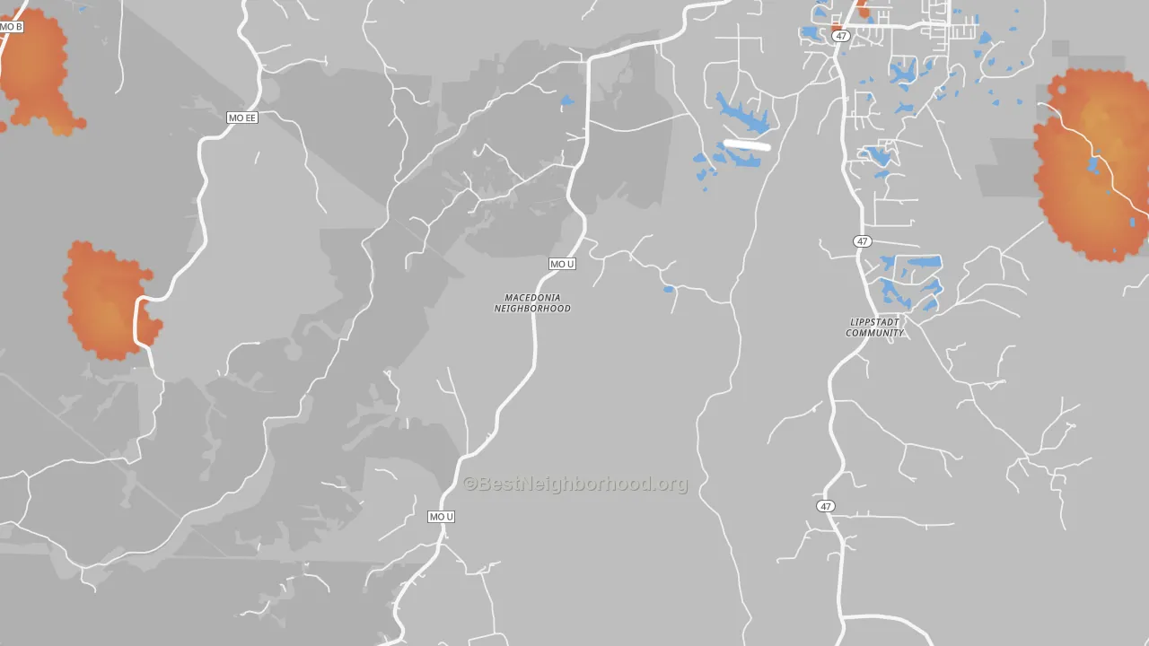 Bike Grade map of Treloar, MO