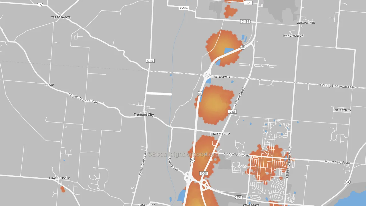 Bike Grade map of Tremont City, OH