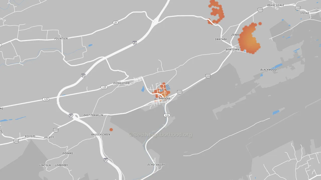 Bike Grade map of Tremont, PA