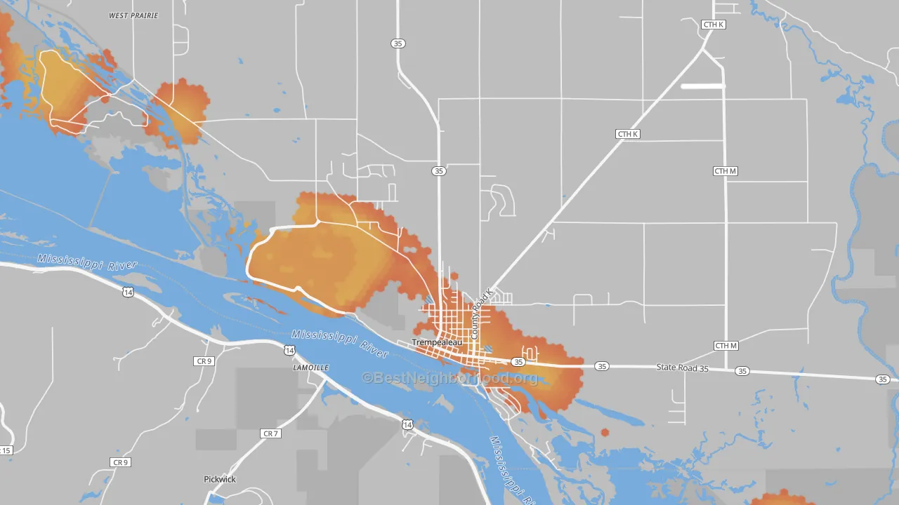Bike Grade map of Trempealeau, WI